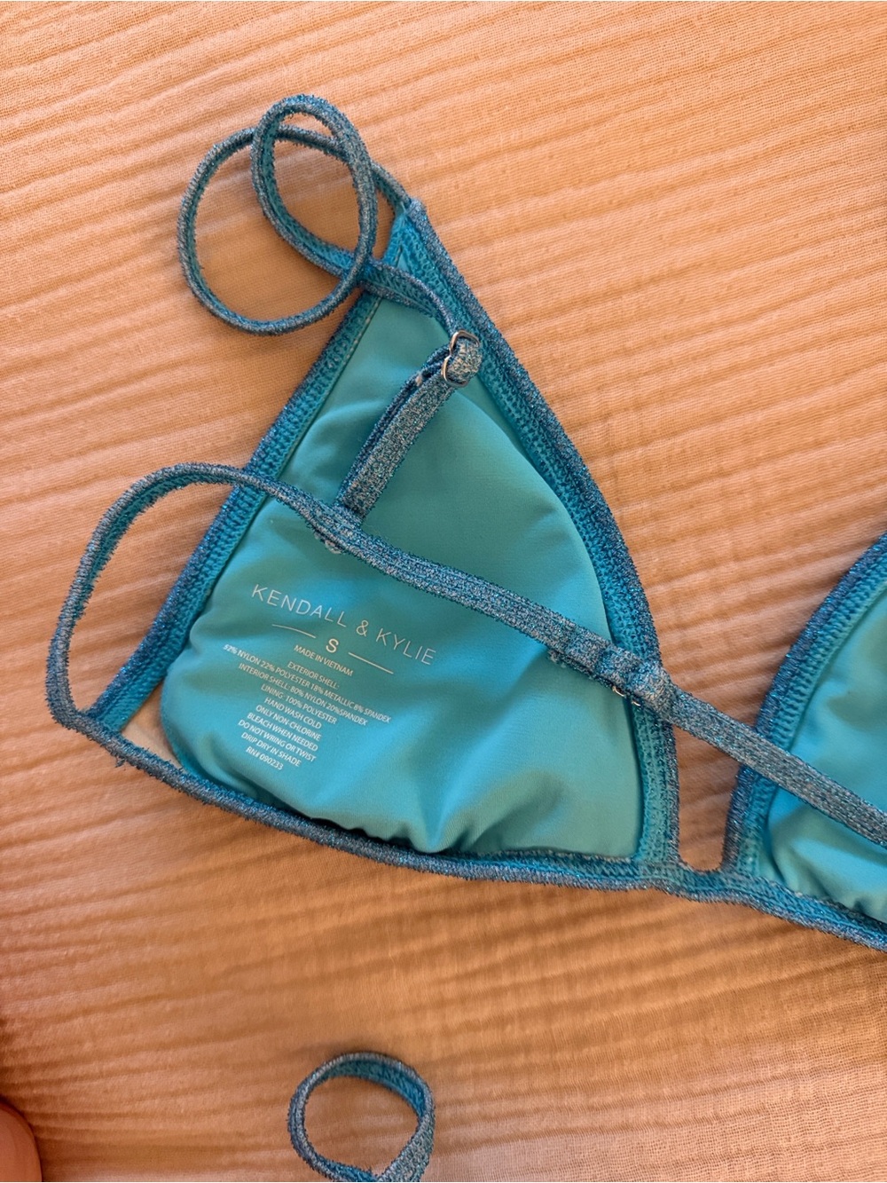KENDALL & KYLIE Blue Shimmer Triangle Bikini Set - Picture 3 of 5